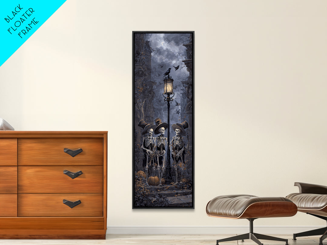 The Skeleton Barbershop Quartet, Tall Narrow Wall Art, Spooky Home Decor, Canvas Print, Halloween Wall Decor, Gothic Home Decor