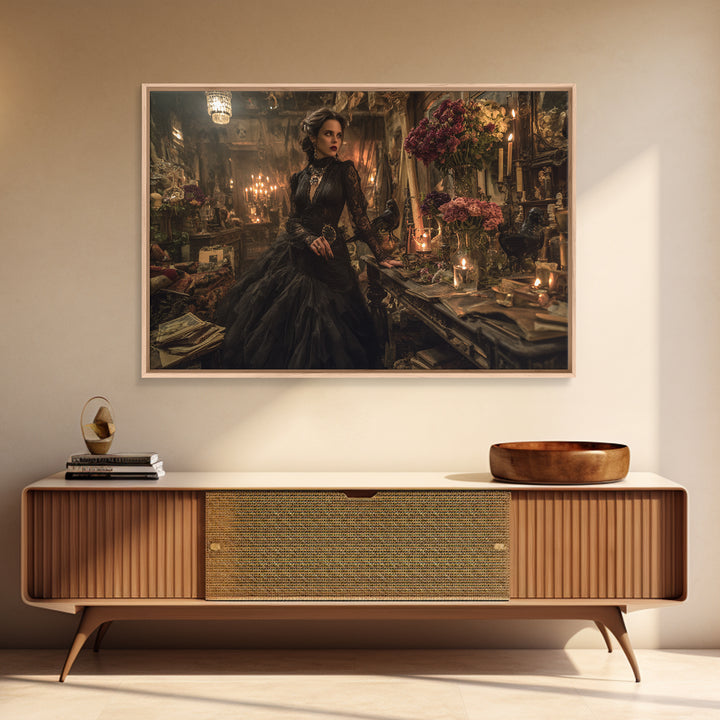 The Vampire Florist, Landscape Wall Art, Dark Fantasy Wall Art, Canvas Print, Halloween Wall Decor, Gothic Home Decor