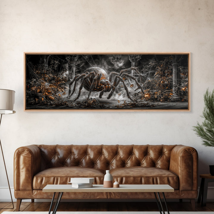The Spider Sewing Circle, Extra Wide Wall Art, Dark Fantasy Wall Art, Canvas Print, Halloween Wall Decor, Gothic Home Decor