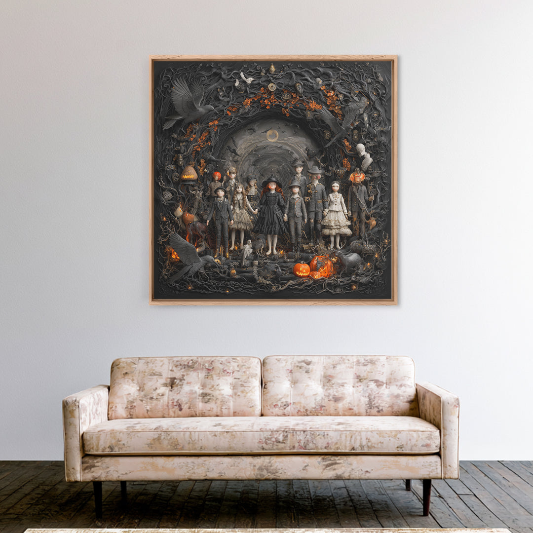 The Haunted Toy Parade, Square Wall Art, Dark Fantasy Wall Art, Canvas Print, Halloween Wall Decor, Gothic Home Decor, Spooky Wall Decor