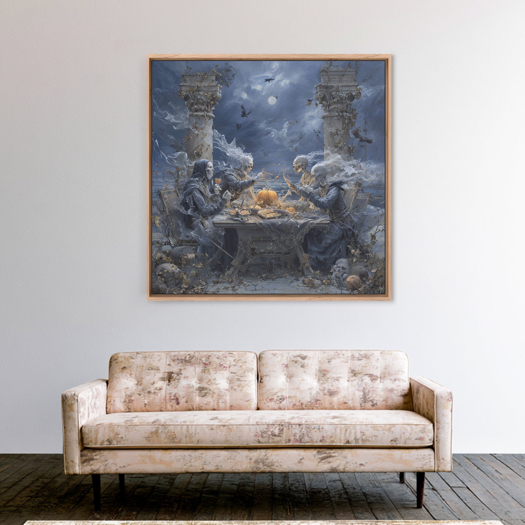 The Ghost Pirate Picnic, Square Wall Art, Dark Fantasy Wall Art, Canvas Print, Halloween Wall Decor, Gothic Home Decor, Spooky Wall Decor