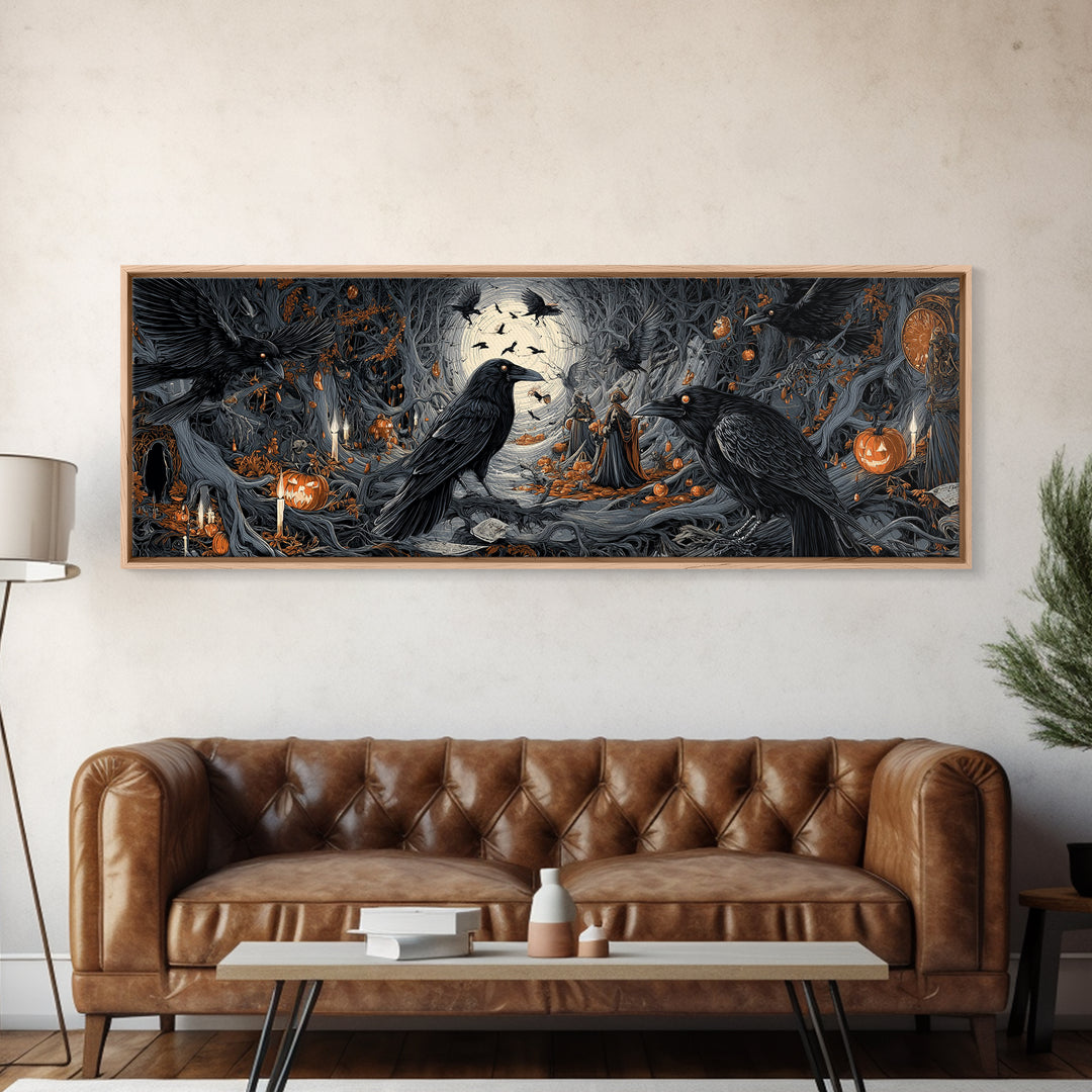 The Raven Post Office, Extra Wide Wall Art, Dark Halloween Decor, Canvas Print, Halloween Wall Decor, Gothic Home Decor, Seasonal Home Decor