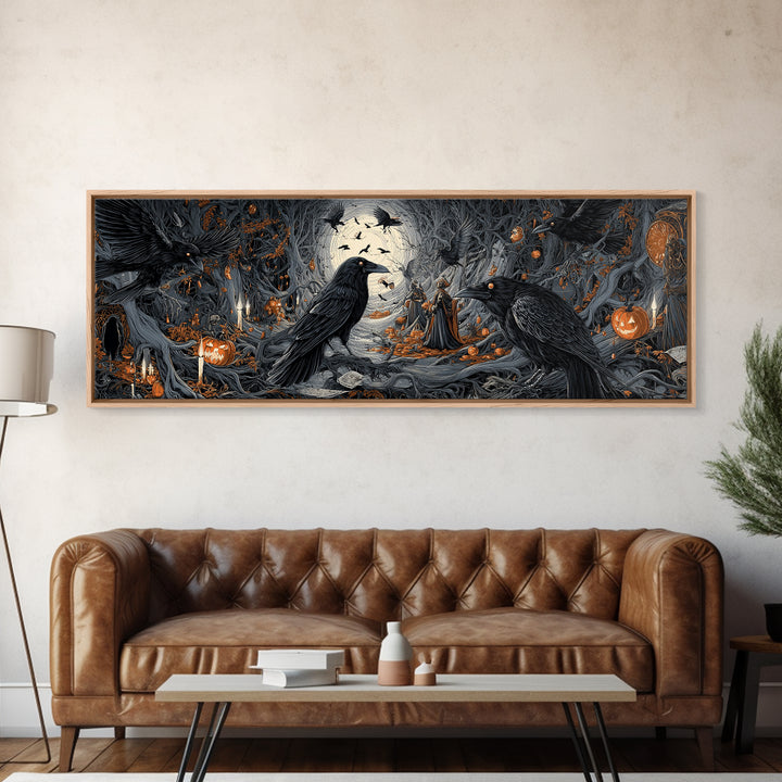 The Raven Post Office, Extra Wide Wall Art, Dark Halloween Decor, Canvas Print, Halloween Wall Decor, Gothic Home Decor, Seasonal Home Decor