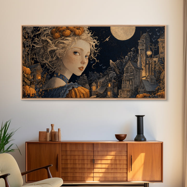 The Candy Corn Kingdom, Wide Panoramic Art, Dark Fantasy Wall Art, Canvas Print, Halloween Wall Decor, Gothic Home Decor, Halloween Decor