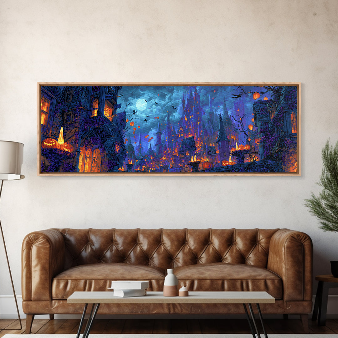 The Candy Corn Kingdom, Extra Wide Wall Art, Dark Fantasy Wall Art, Canvas Print, Halloween Wall Decor, Gothic Home Decor, Spooky Wall Decor