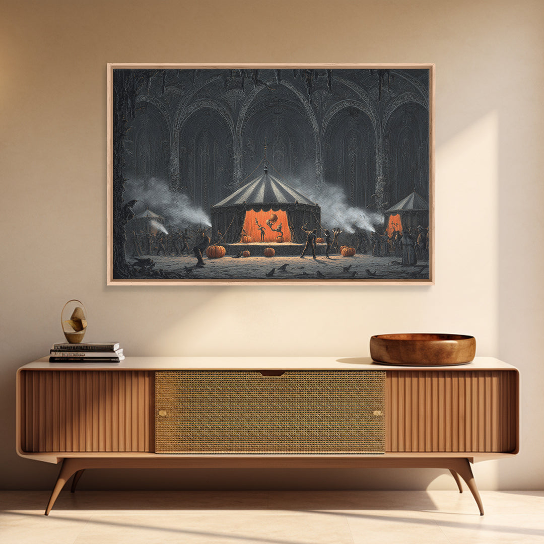 The Jack-O'-Lantern Circus, Landscape Wall Art, Spooky Home Decor, Canvas Print, Halloween Wall Decor, Gothic Home Decor