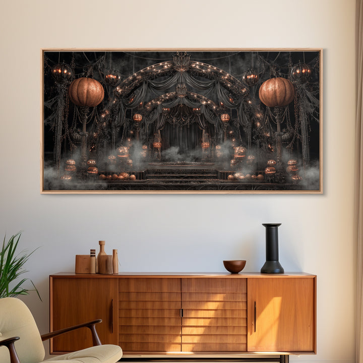 The Jack-O'-Lantern Circus, Wide Panoramic Art, Spooky Home Decor, Canvas Print, Halloween Wall Decor, Gothic Home Decor, Macabre Wall Art