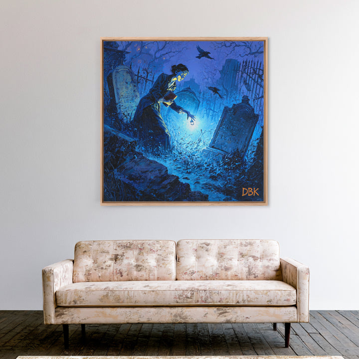 The Graveyard Book Club, Square Wall Art, Dark Halloween Decor, Canvas Print, Halloween Wall Decor, Gothic Home Decor, Halloween Wall Art