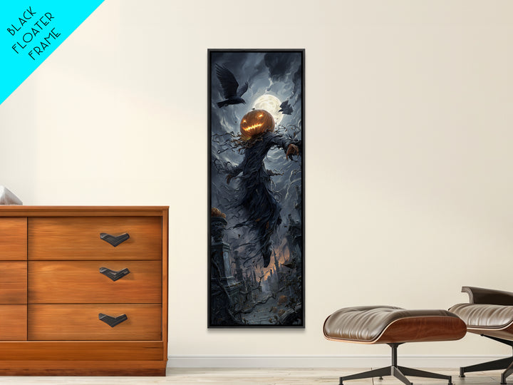 The Cosmic Pumpkin God, Tall Narrow Wall Art, Dark Fantasy Wall Art, Canvas Print, Halloween Wall Decor, Gothic Home Decor