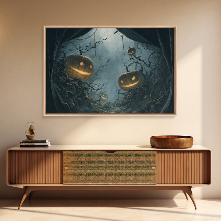 The Alien Pumpkin Patch, Landscape Wall Art, Dark Fantasy Wall Art, Canvas Print, Halloween Wall Decor, Gothic Home Decor