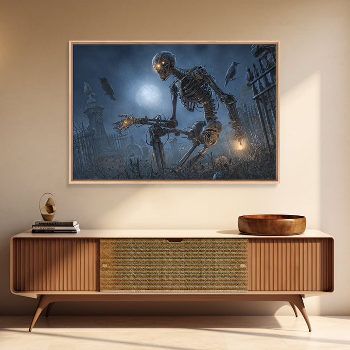 The Biomechanical Skeleton, Landscape Wall Art, Spooky Home Decor, Canvas Print, Halloween Wall Decor, Gothic Home Decor, Spooky Wall Decor