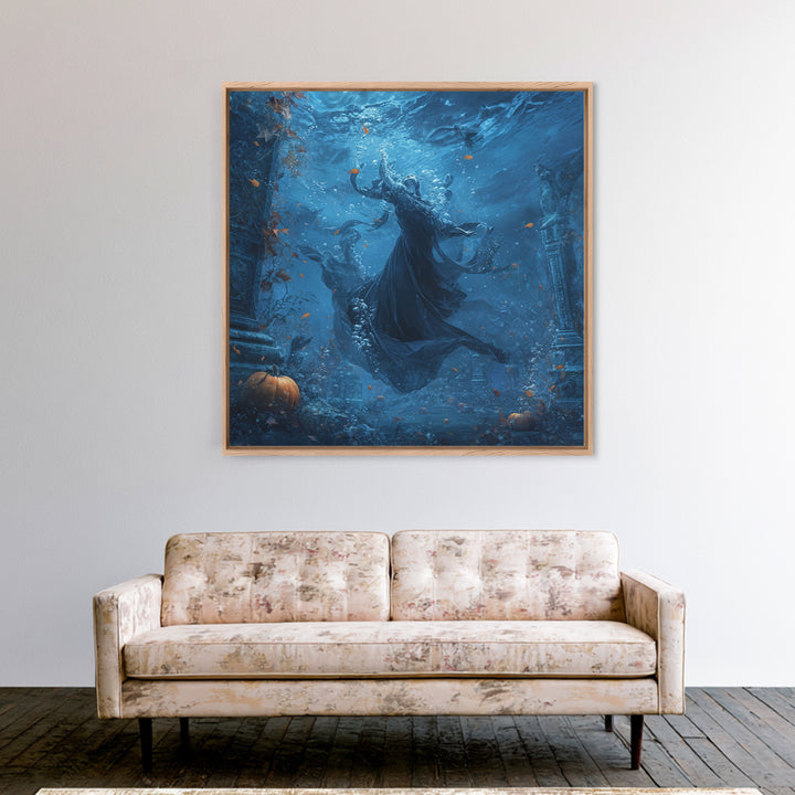 The Underwater Graveyard, Square Wall Art, Dark Halloween Decor, Canvas Print, Halloween Wall Decor, Gothic Home Decor, Halloween Wall Art