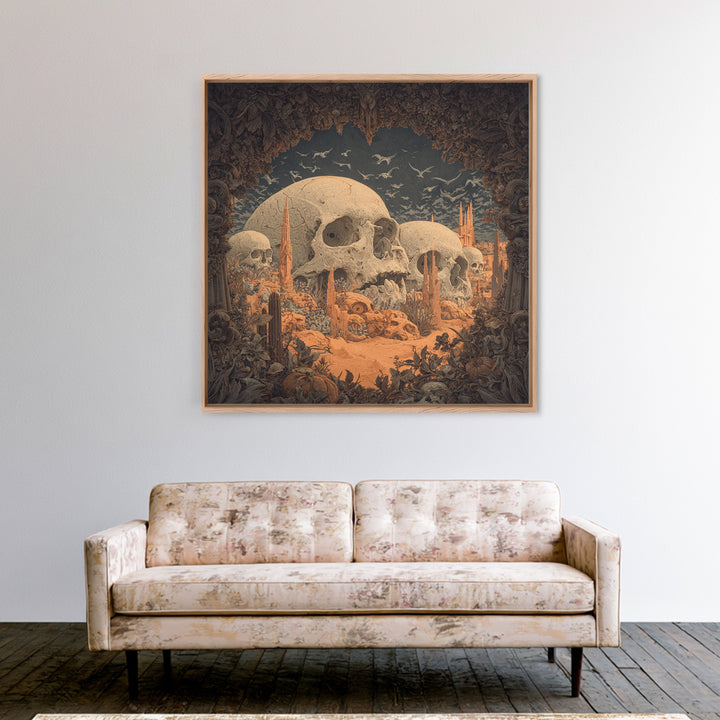 Desert Halloween, Square Wall Art, Spooky Home Decor, Canvas Print, Halloween Wall Decor, Gothic Home Decor, Spooky Wall Decor