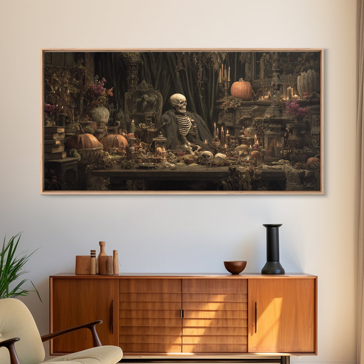 Desert Halloween, Wide Panoramic Art, Gothic Horror Wall Art, Framed Canvas Print, Halloween Wall Decor, Gothic Home Decor, Halloween Decor