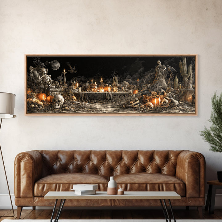 Desert Halloween, Extra Wide Wall Art, Dark Halloween Decor, Canvas Print, Halloween Wall Decor, Gothic Home Decor, Statement Wall Art