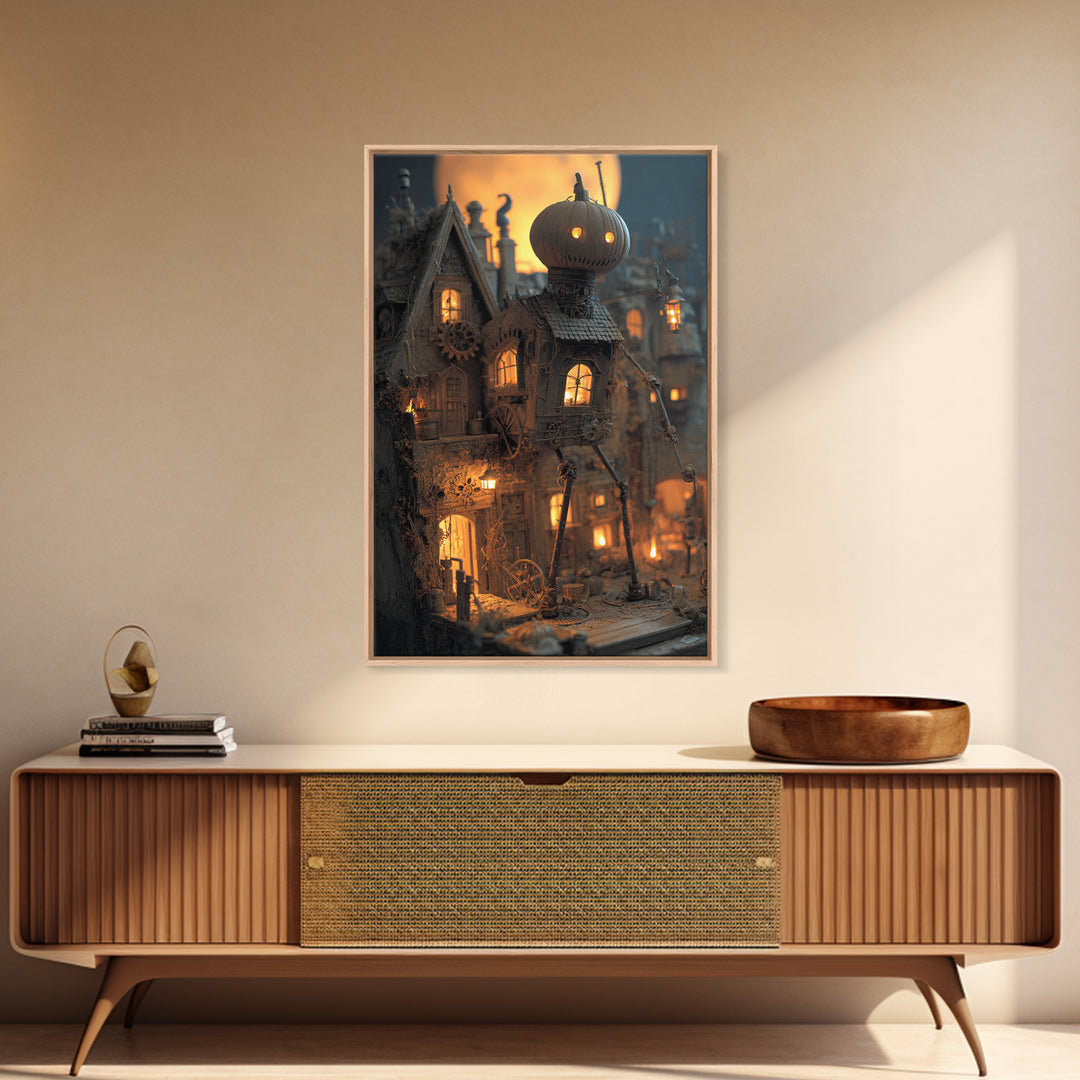 The Clockwork Haunted House, Vertical Wall Art, Spooky Home Decor, Canvas Print, Halloween Wall Decor, Gothic Home Decor, Halloween Decor