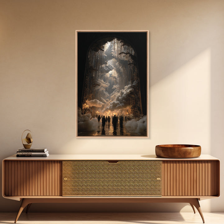 The Upside-Down Cemetery, Vertical Wall Art, Haunted Gothic Art, Framed Canvas Print, Halloween Wall Decor, Gothic Home Decor