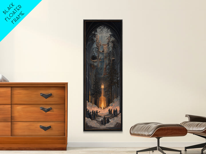 The Upside-Down Cemetery, Tall Narrow Wall Art, Dark Halloween Decor, Canvas Print, Halloween Wall Decor, Gothic Home Decor, Horror Wall Art
