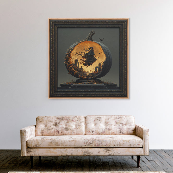 The Moon Inside A Pumpkin, Square Wall Art, Spooky Home Decor, Canvas Print, Halloween Wall Decor, Gothic Home Decor, Spooky Wall Decor