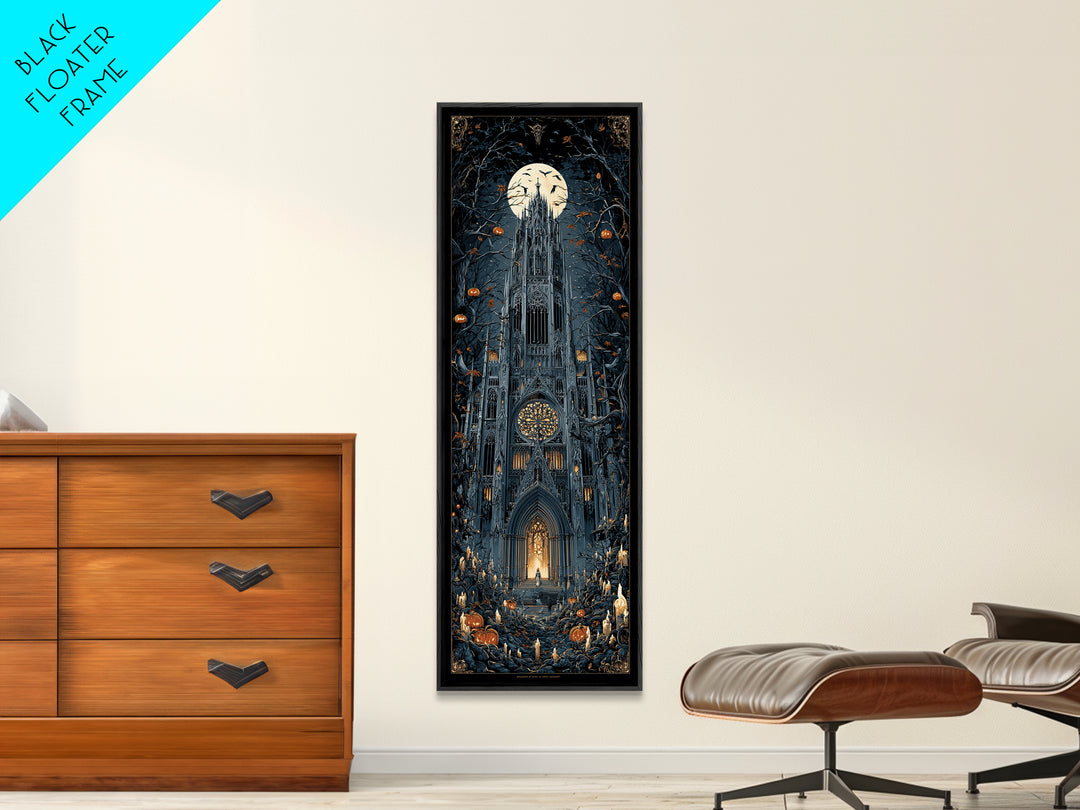 The Cathedral Of Bones, Tall Narrow Wall Art, Dark Halloween Decor, Canvas Print, Halloween Wall Decor, Gothic Home Decor, Spooky Wall Decor