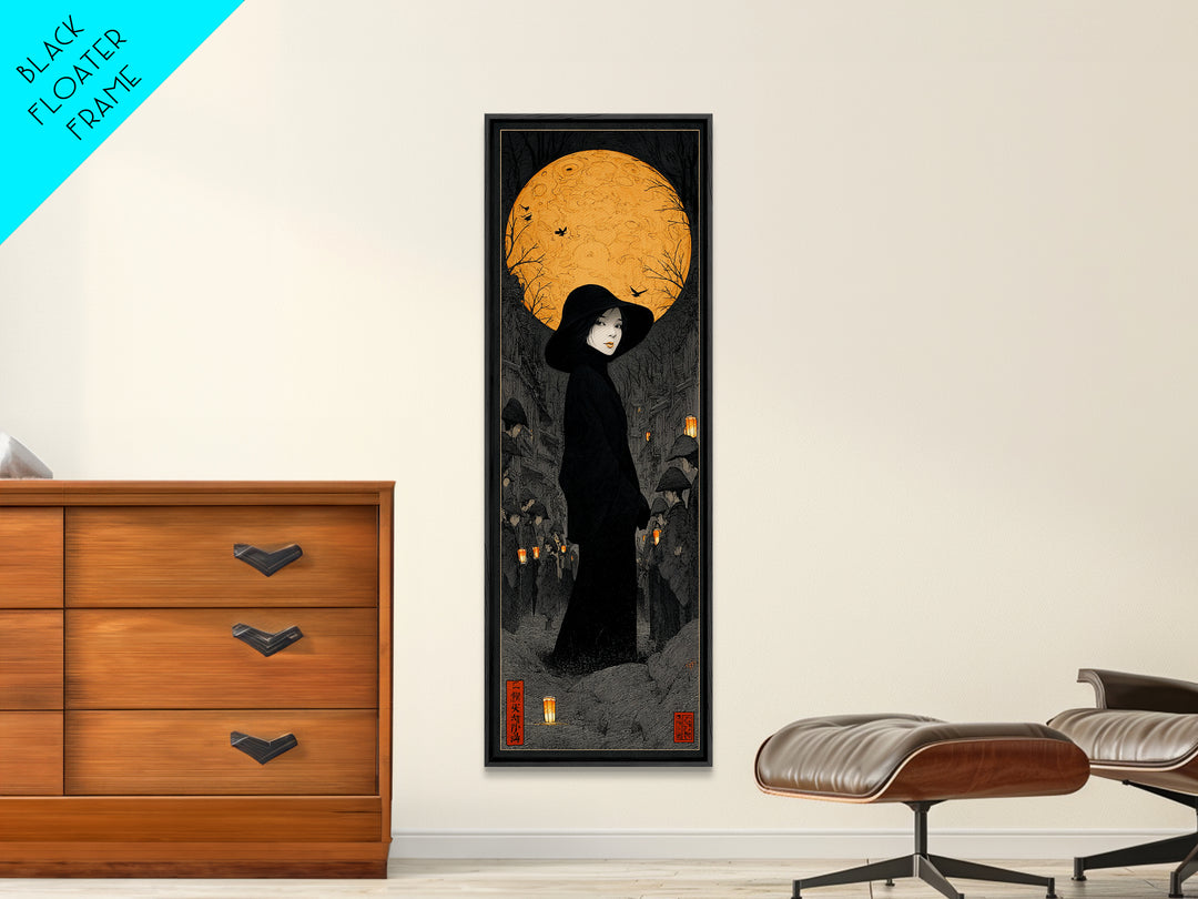 The Town Where Shadows Live, Tall Narrow Wall Art, Dark Halloween Decor, Canvas Print, Halloween Wall Decor, Gothic Home Decor