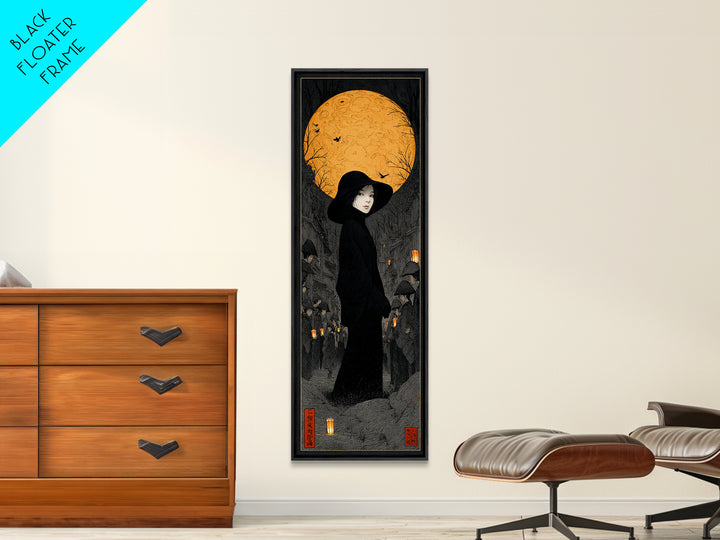 The Town Where Shadows Live, Tall Narrow Wall Art, Dark Halloween Decor, Canvas Print, Halloween Wall Decor, Gothic Home Decor