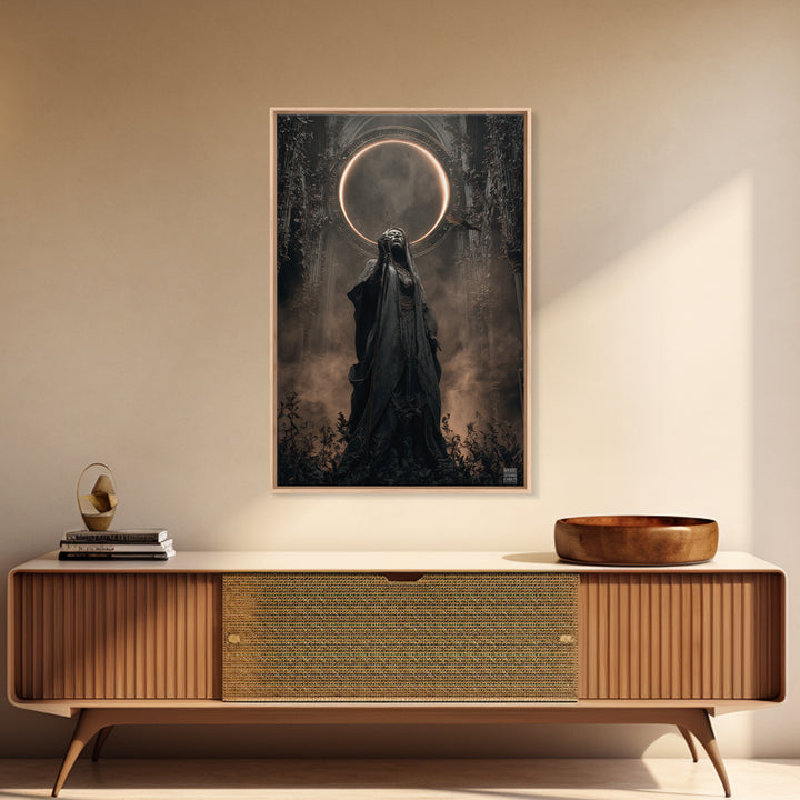 The Eclipse Summoning, Vertical Wall Art, Dark Halloween Decor, Canvas Print, Halloween Wall Decor, Gothic Home Decor, Seasonal Home Decor
