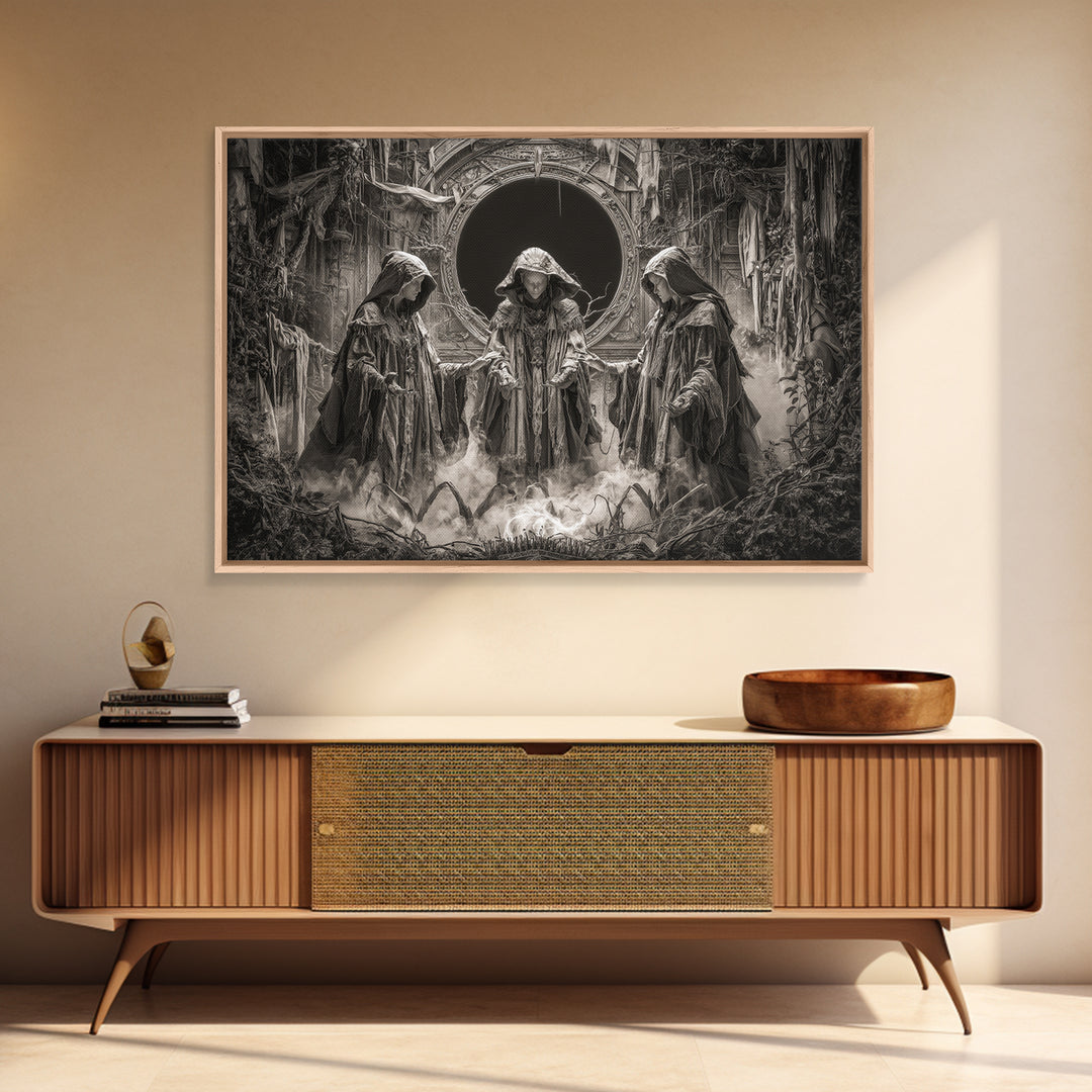 The Eclipse Summoning, Landscape Wall Art, Macabre Wall Art, Framed Canvas Print, Halloween Wall Decor, Gothic Home Decor