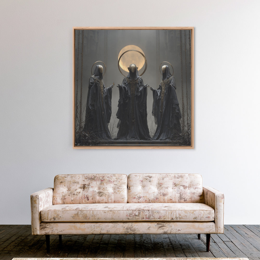The Eclipse Summoning, Square Wall Art, Haunted Gothic Art, Framed Canvas Print, Halloween Wall Decor, Gothic Home Decor, Spooky Wall Decor