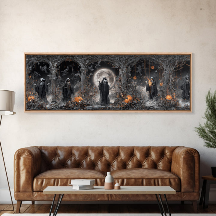 The Eclipse Summoning, Extra Wide Wall Art, Haunted Gothic Art, Framed Canvas Print, Halloween Wall Decor, Gothic Home Decor