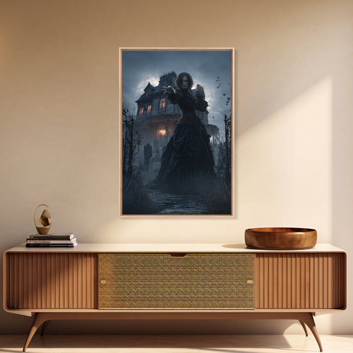 The Last House At The World'S Edge, Vertical Wall Art, Macabre Wall Art, Framed Canvas Print, Halloween Wall Decor, Gothic Home Decor