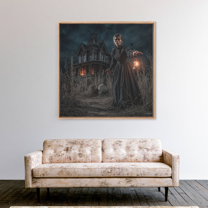 The Last House At The World'S Edge, Square Wall Art, Spooky Home Decor, Canvas Print, Halloween Wall Decor, Gothic Home Decor