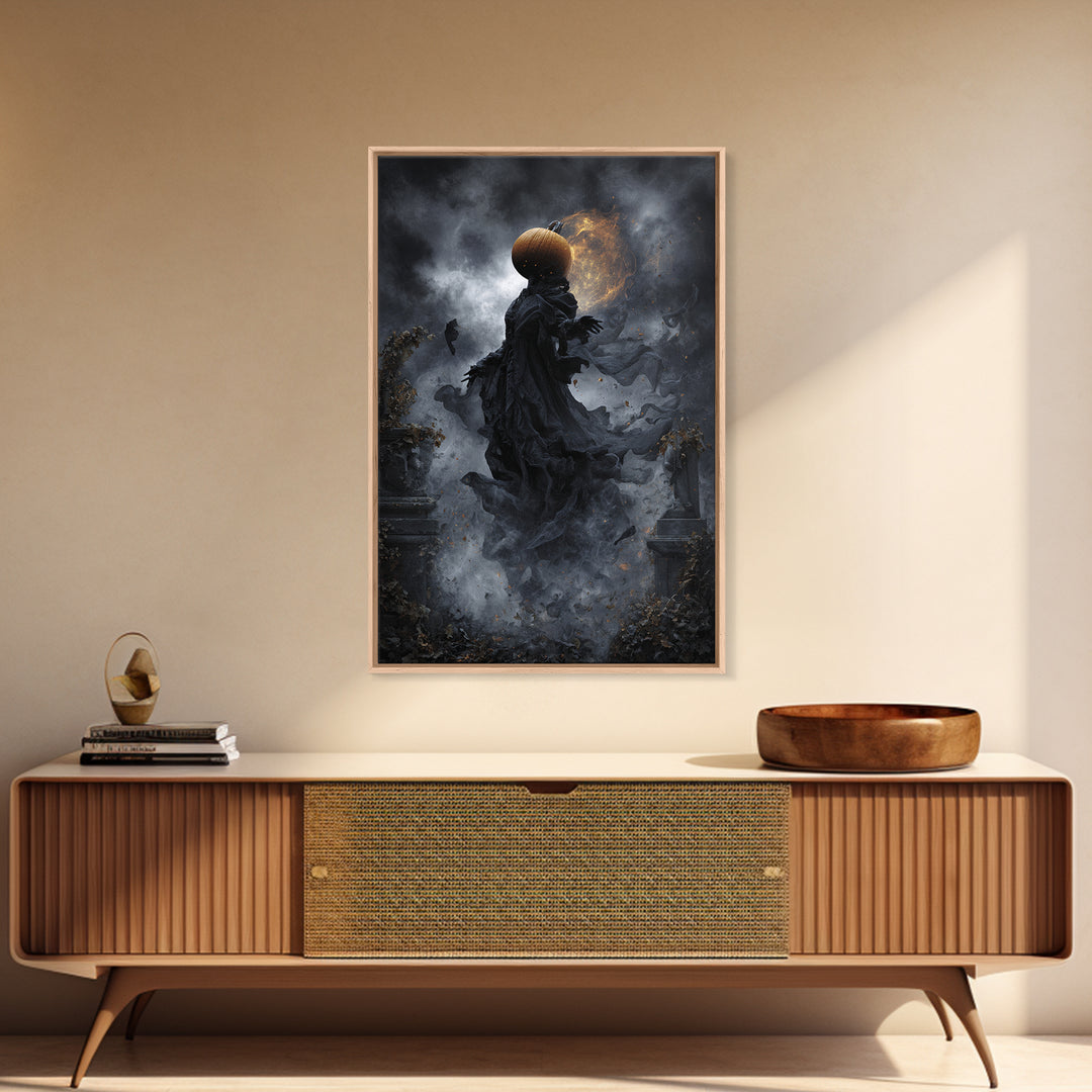 Halloween On Another Planet, Vertical Wall Art, Dark Halloween Decor, Canvas Print, Halloween Wall Decor, Gothic Home Decor
