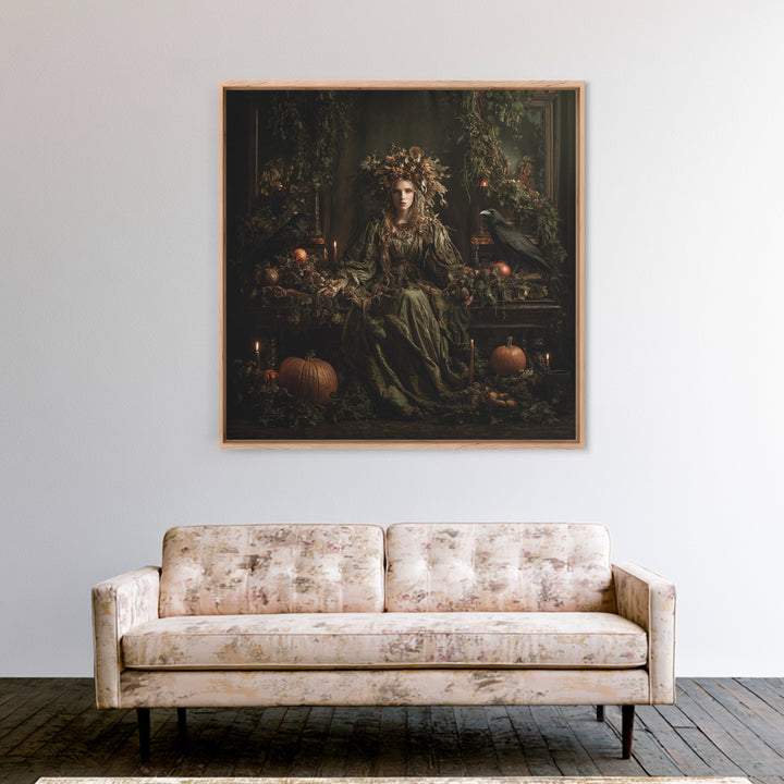The Personification Of October, Square Wall Art, Macabre Wall Art, Framed Canvas Print, Halloween Wall Decor, Gothic Home Decor
