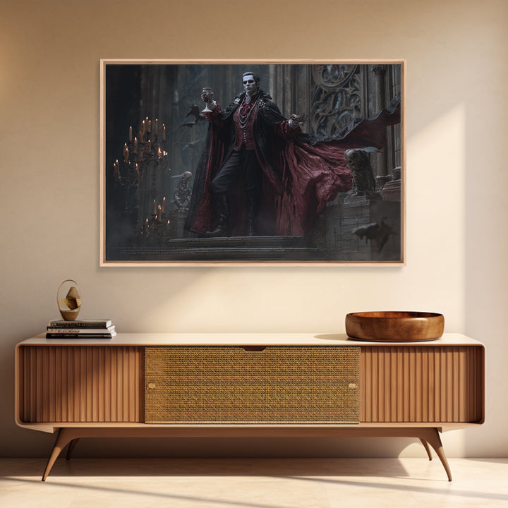 The Crimson Count Of Hollow Keep, Landscape Wall Art, Dark Halloween Decor, Canvas Print, Halloween Wall Decor, Gothic Home Decor