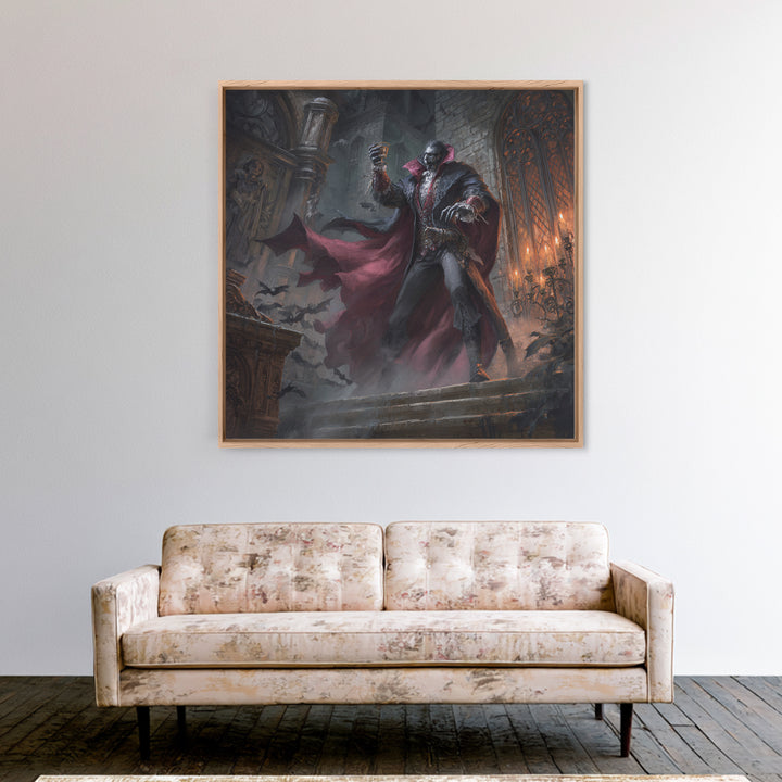 The Crimson Count Of Hollow Keep, Square Wall Art, Macabre Wall Art, Framed Canvas Print, Halloween Wall Decor, Gothic Home Decor