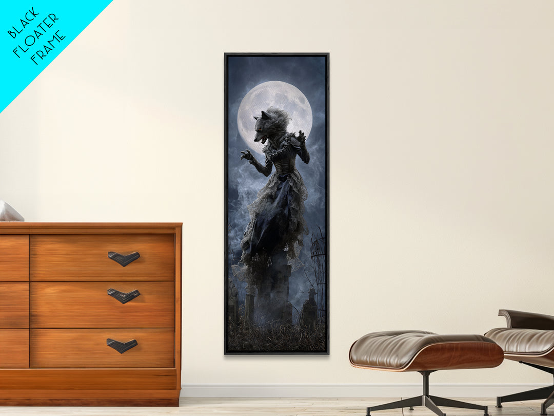The Widow Wolf Of Briar Moon, Tall Narrow Wall Art, Dark Fantasy Wall Art, Canvas Print, Halloween Wall Decor, Gothic Home Decor