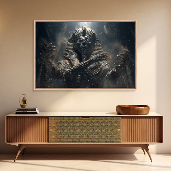 The Pharaoh Of Dustbound Silence, Landscape Wall Art, Macabre Wall Art, Framed Canvas Print, Halloween Wall Decor, Gothic Home Decor
