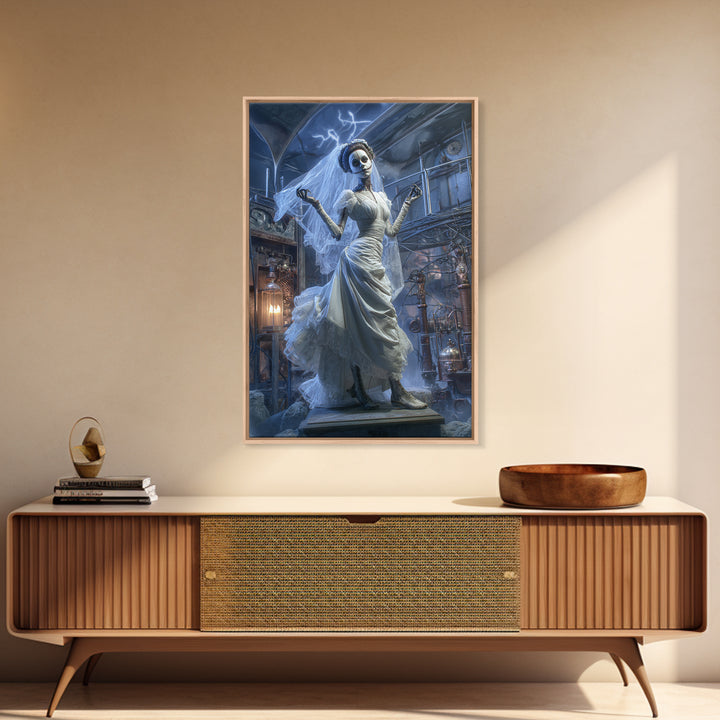 The Stitched Bride Of Thunder Hall, Vertical Wall Art, Spooky Home Decor, Canvas Print, Halloween Wall Decor, Gothic Home Decor