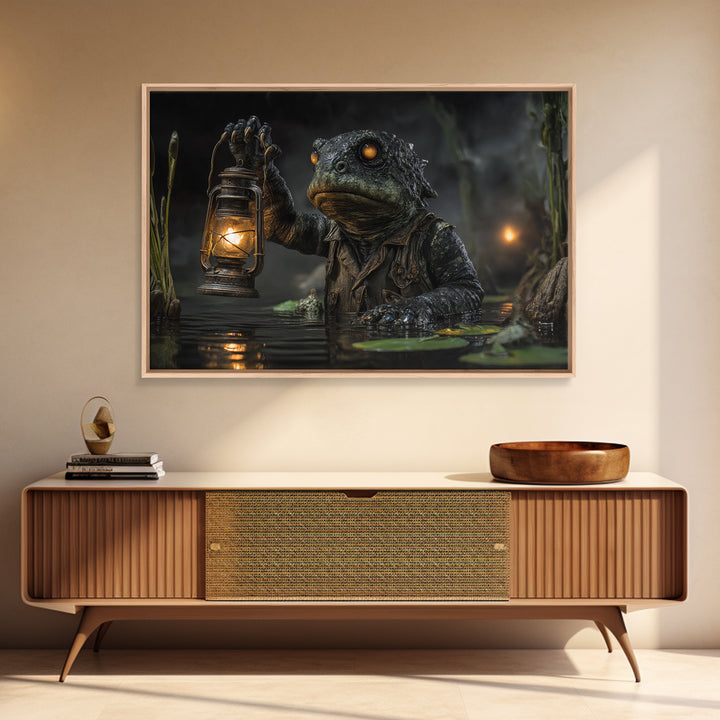 The Creature Of Lantern Lagoon, Landscape Wall Art, Dark Fantasy Wall Art, Canvas Print, Halloween Wall Decor, Gothic Home Decor