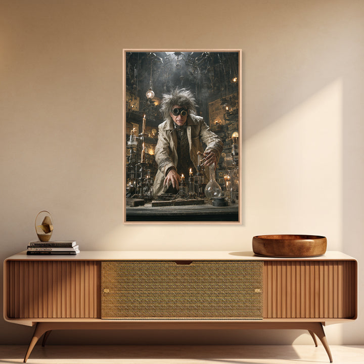 Doctor Vesper'S Resurrection Engine, Vertical Wall Art, Gothic Horror Wall Art, Framed Canvas Print, Halloween Wall Decor, Gothic Home Decor
