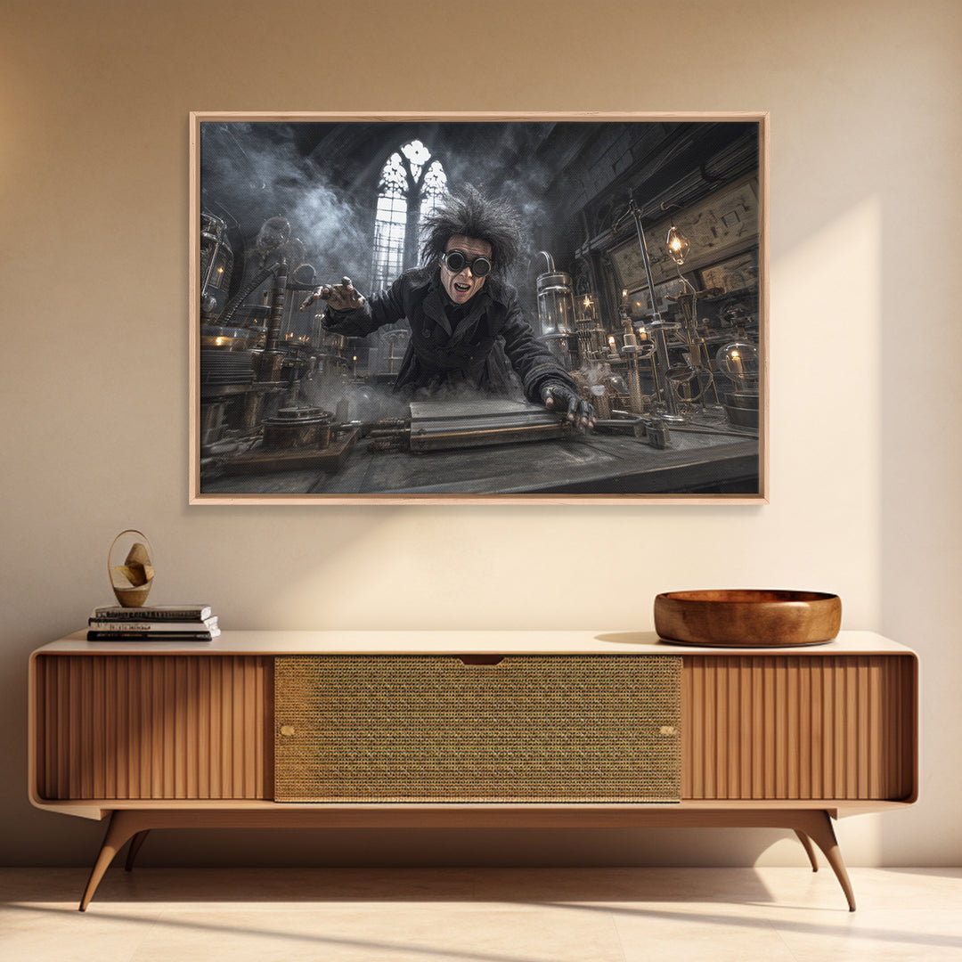 Doctor Vesper'S Resurrection Engine, Landscape Wall Art, Haunted Gothic Art, Framed Canvas Print, Halloween Wall Decor, Gothic Home Decor