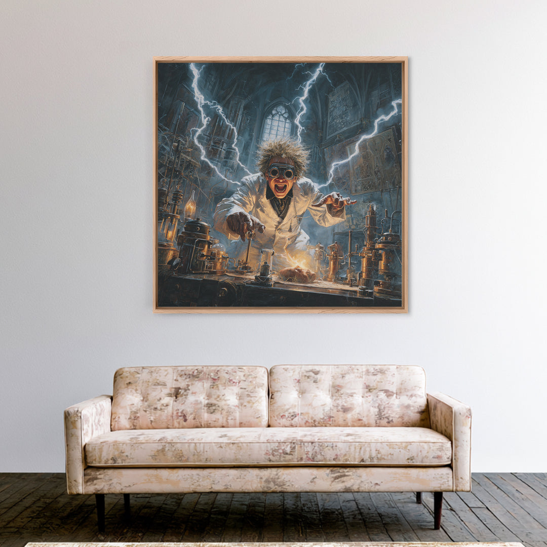 Doctor Vesper'S Resurrection Engine, Square Wall Art, Haunted Gothic Art, Framed Canvas Print, Halloween Wall Decor, Gothic Home Decor