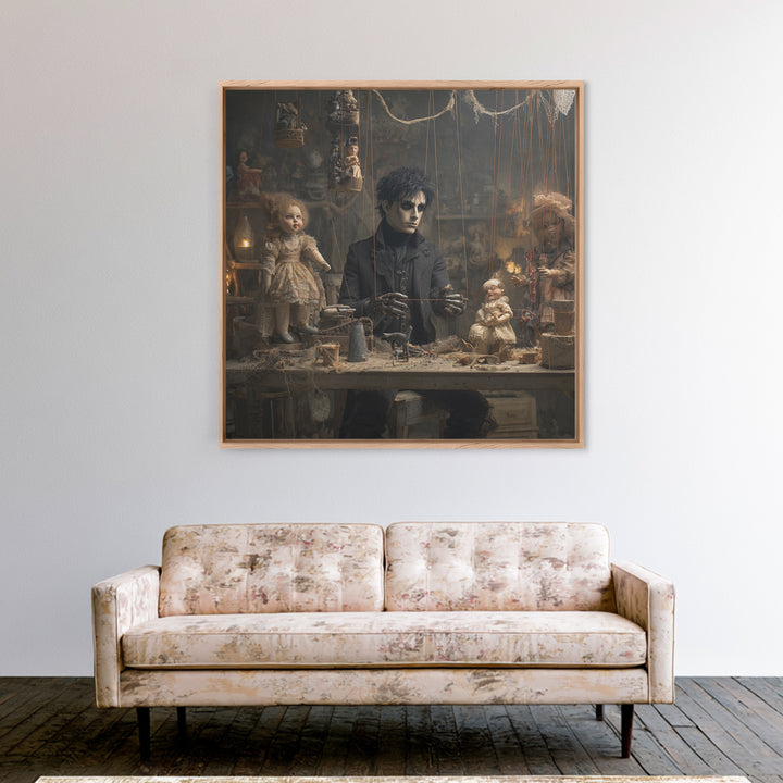 The Dollmaker Of Hollow Ward, Square Wall Art, Haunted Gothic Art, Framed Canvas Print, Halloween Wall Decor, Gothic Home Decor