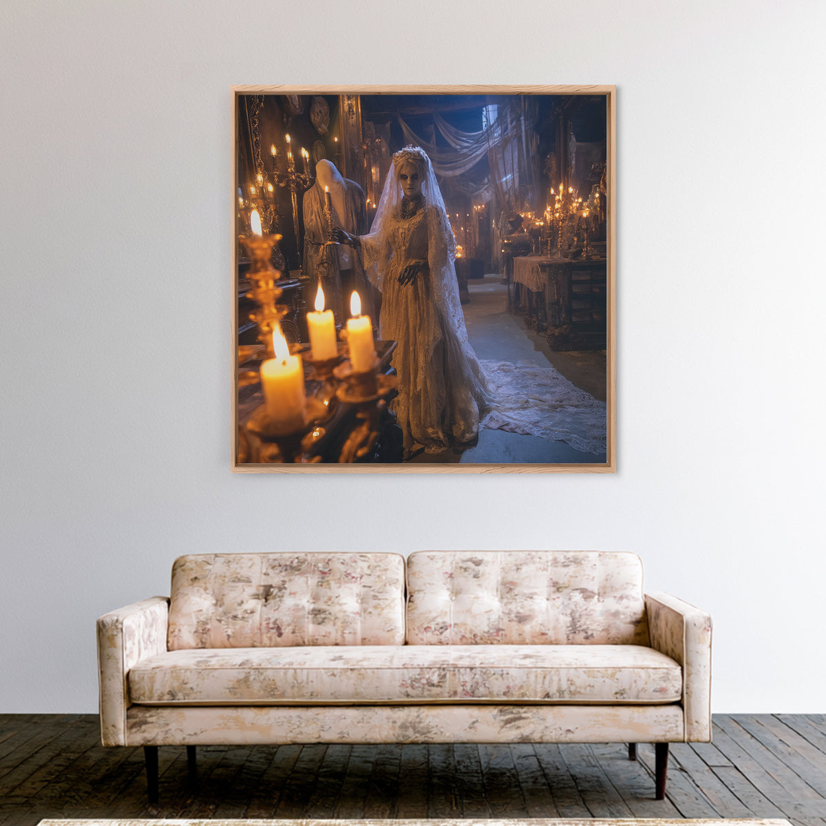 The Wax Bride Of Mourning Hall, Square Wall Art, Spooky Home Decor, Canvas Print, Halloween Wall Decor, Gothic Home Decor, Dark Fantasy Art