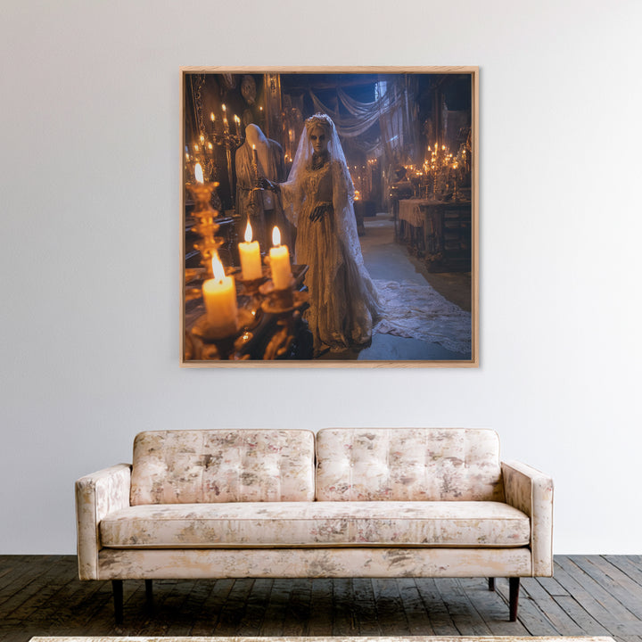 The Wax Bride Of Mourning Hall, Square Wall Art, Spooky Home Decor, Canvas Print, Halloween Wall Decor, Gothic Home Decor, Dark Fantasy Art