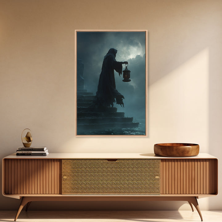 The Lantern-Bearer Of R’Lyeh, Vertical Wall Art, Macabre Wall Art, Canvas Print, Halloween Wall Decor, Gothic Home Decor, Halloween Wall Art