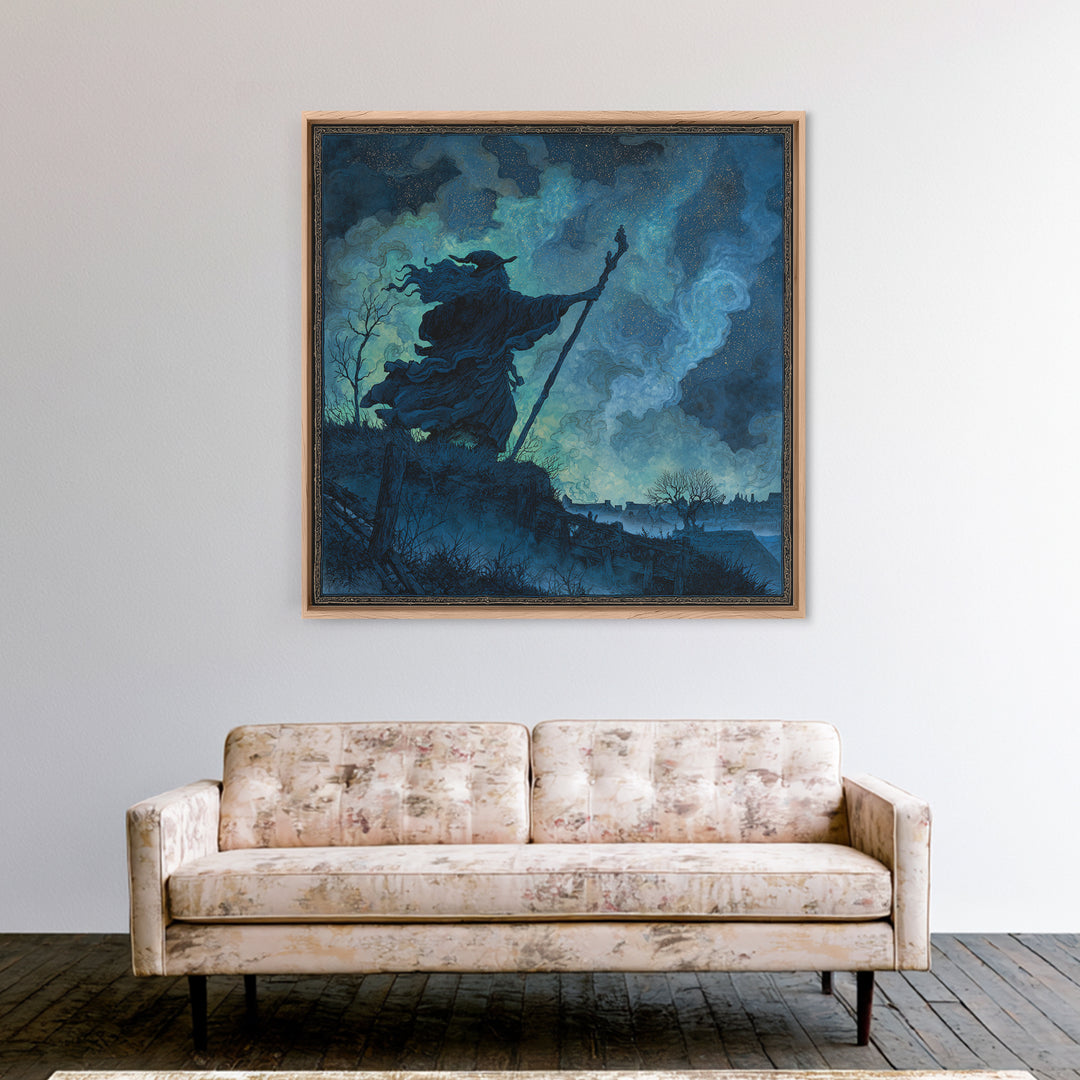 The Star-Seer Of Black Dunwich, Square Wall Art, Macabre Wall Art, Canvas Print, Halloween Wall Decor, Gothic Home Decor, Halloween Wall Art