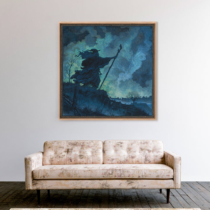 The Star-Seer Of Black Dunwich, Square Wall Art, Macabre Wall Art, Canvas Print, Halloween Wall Decor, Gothic Home Decor, Halloween Wall Art