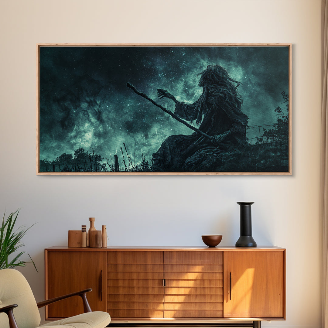 The Star-Seer Of Black Dunwich, Wide Panoramic Art, Eldritch Gothic Decor, Canvas Print, Halloween Wall Decor, Gothic Home Decor